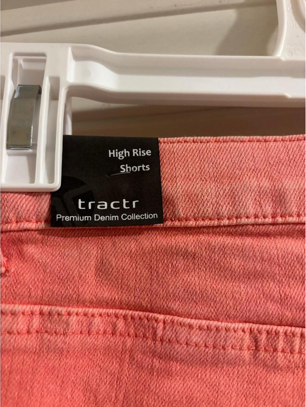 Tractr High Rise Shorts Sz 0 Coral Denim Button Fly Raw Hem Boutique Shorts NWT - Picture 6 of 8